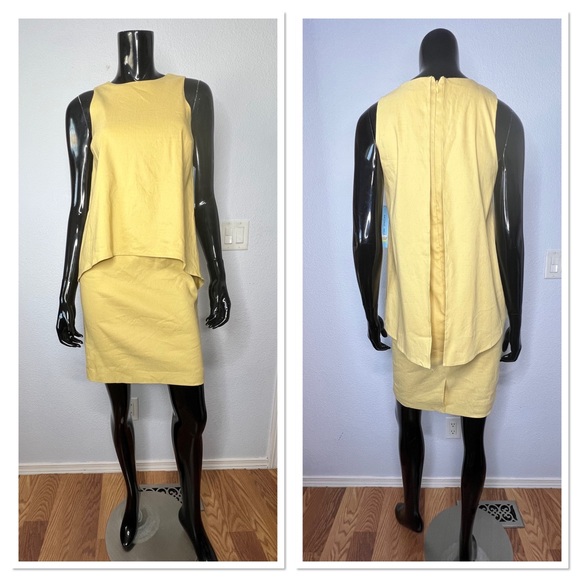 Antonio Melani Julia Dress Yellow Linen Blend Lagenlook Layered-Look Size 2 NWT - Picture 1 of 11